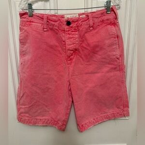 Abercrombie & Fitch Shorts Mens Sz 33 Pink Cotton Flat Front Bermuda Button Fly